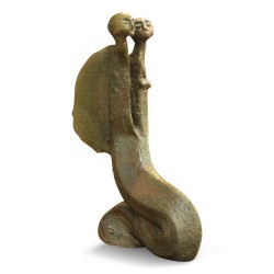 Keramikstatue \"Paar mit Flügeln\".